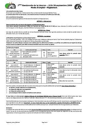 Inscription de la 7 èmel'équipe de NLTT randonnée de la Licorne (89) le 19 et 20 septembre 2009