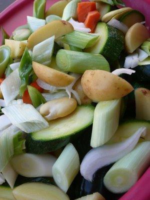 Papillote de petits légumes nouveaux bios