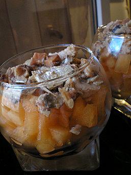 Verrines melon-sardines