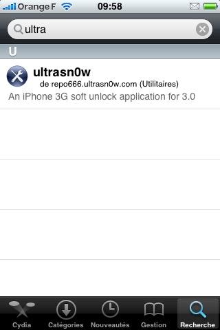 installation ultrasnow cydia iphone 3g desimlock