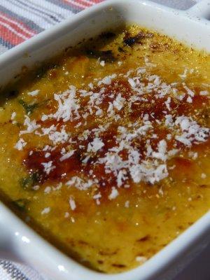 Crème brûlée  4C = carottes , coco , curry , coriandre