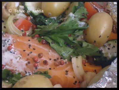 Papillote de saumon et légumes