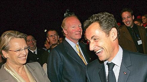 Michèle Alliot-Marie, Brice Hortefeux et Nicolas Sarkozy, le 29 septembre 2007 à Clermont Ferrand.