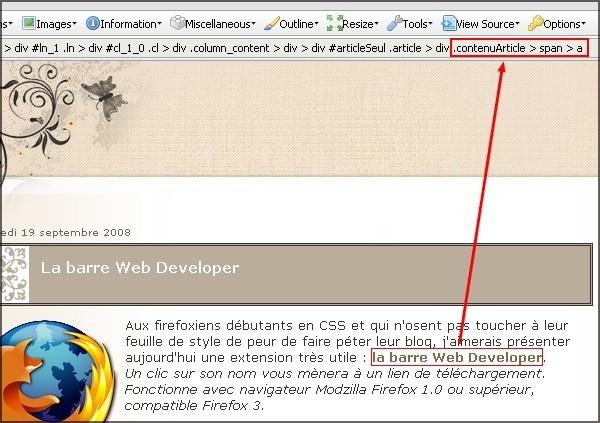 La barre Web Developer (2)