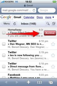 gmail iphone GMail pour iPhone: glissez votre doigt pour archiver vos courriels