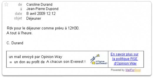 MailForGood - capture écran - publicité solidaire - collecte de dons pour ONG