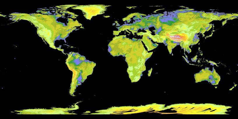 Carte précise des différentes élévation sur Terre