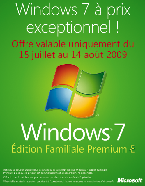 Windows 7 : tarifs, précisions et…pack famille?