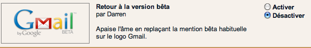 gmail beta Nostalgiques de la version bêta de GMail, activez «Retour à la version bêta»
