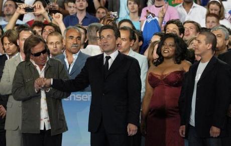 Nicolas Sarkozy en meeting à Bercy, pendant la présidentielle