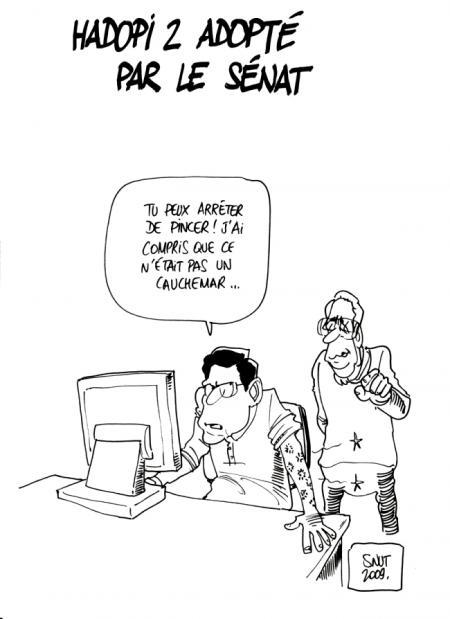 La loi Hadopi 2 revient au sénat et elle n'est pas contente !