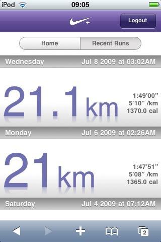 Nike Running Mobile - Recent Runs Quadra94