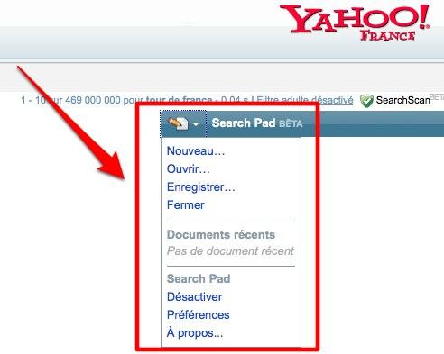 yahoo search pad Yahoo Search Pad, sauvegardez vos recherches 