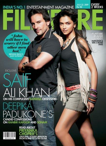 Saif Ali Khan & Deepika Padukone en couverture du filmfare