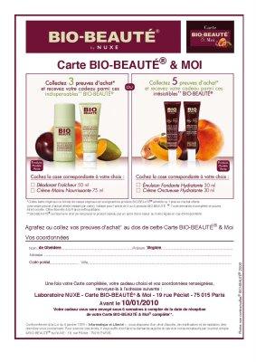 Bon plan Bio-Beauté by Nuxe, carte Bio-Beauté & Moi