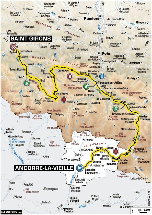 Tour de France 2009 : 8ème étape Andorre-la-Vieille - Saint-Girons (le parcours)