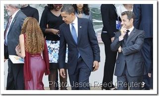 Barack Obama et Nicolas Sarkozy au G8 de l'Aquila en Italie