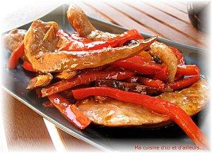 Canard aux champignons et aux poivrons