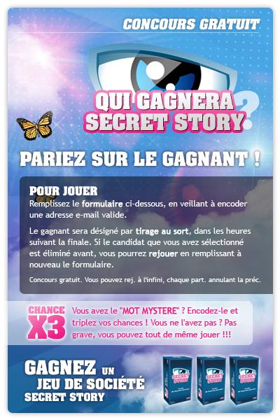 [CONCOURS] Pariez sur le gagnant de Secret Story ! Gratuit