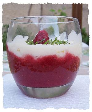 Soupe de framboises au basilic.