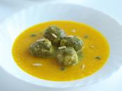 Gnocchi ricotta pesto, soupe froide poivrons jaunes
