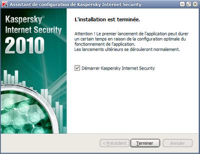 Kaspersky Internet Security 2010 - Installation terminée