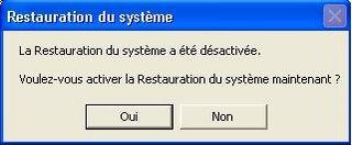 Utilisation de la Restauration du système (création d'un point de restauration)