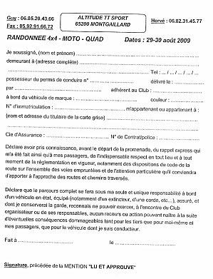 Engagement rando Moto-4X4-Quad à Montgaillard (65) le 29,30 août 2009