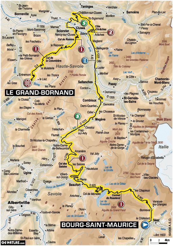 Tour de France 2009 : 17ème étape Bourg-Saint-Maurice - Le Grand-Bornand (le parcours)