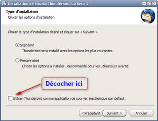 Mozilla Thunderbird 3 beta 3 - Options d'installation