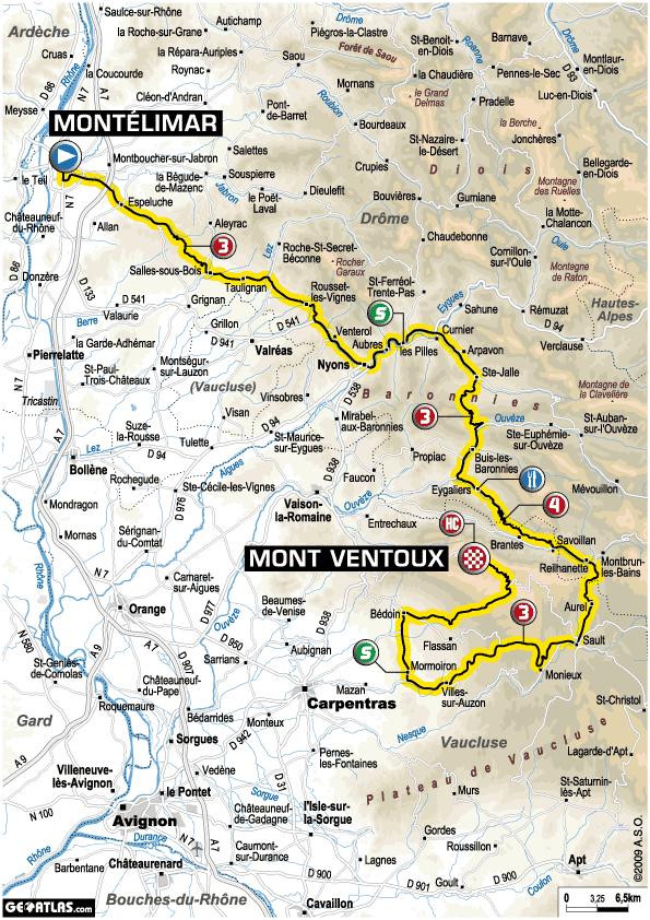 Tour de France 2009 : 20ème étape Montélimar - Mont Ventoux (le parcours)