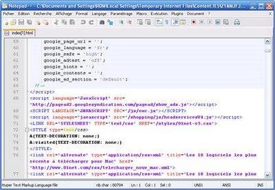 Notepad++ V 5.4.5 - freeware
