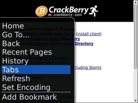 Balckberry navigateur à onglets