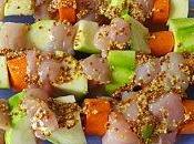 Brochettes poulet légumes moutarde l'ancienne