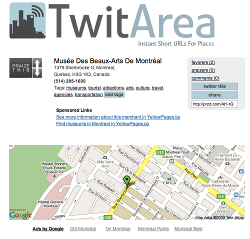 twitarea 1 TwitArea: trouvez et partagez des lieux sur Twitter