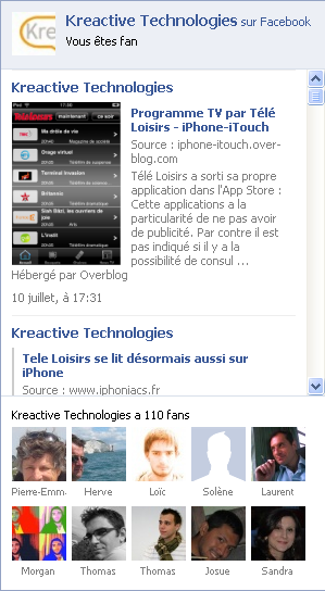 Un nouveau widget pour les pages de Fans sur Facebook Fan Box Kreactive Technologies