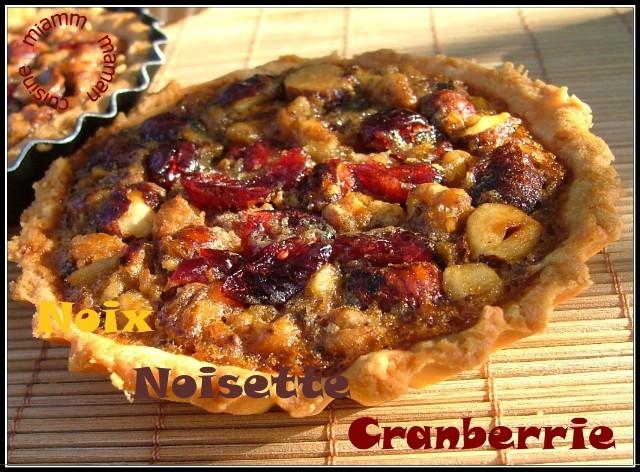 Tartelettes aux fruits secs & cranberries, pâte sablée aux amandes