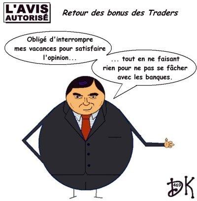 Tags : bonus, traders, crise financière mondiale, BNP-Paribas, état, aide, 5 milliards d'euros, libéralisme, droite décomplexée, François Fillon, Banques, Christine Lagarde, gouvernement, Nicolas Sarkozy, larmes de crocodiles, fric, pognon, places financières, bourse, capitalisme, libéralisme, UMP, l'avis autorisé, dessin humoristique, gag politique, parodie, caricature, joke, image, humour