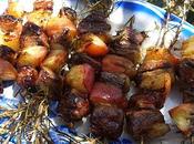 Brochettes magret canard pêche romarin