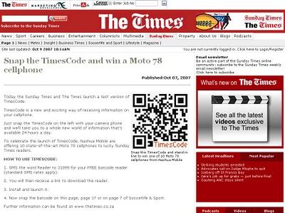 Le code barre 2D s'invite dans la presse sud-africaine
