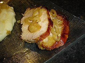 Rôti de porc au miel et à la moutarde et sa purée maison