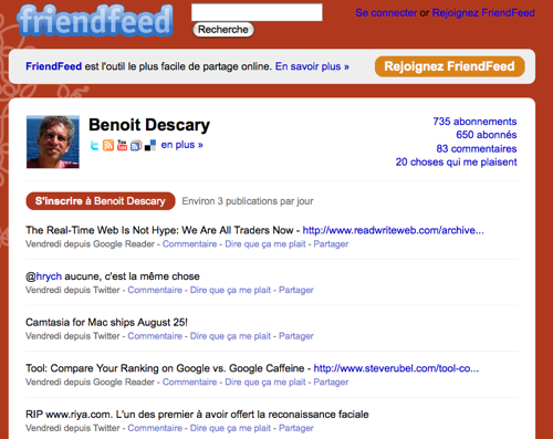 friendfeed Le Web en ébullition: Facebook achète FriendFeed, Google Reader ajoute des fonctions de partage et Riya disparaît