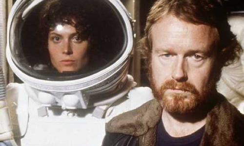 Sigourney Weaver et Ridley Scott sur le tournage du premier Alien