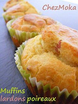 Muffins aux poireaux et aux lardons.