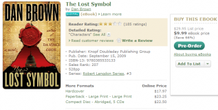 The Lost Symbol : 9,99 $ en ebook, un prix fracassant