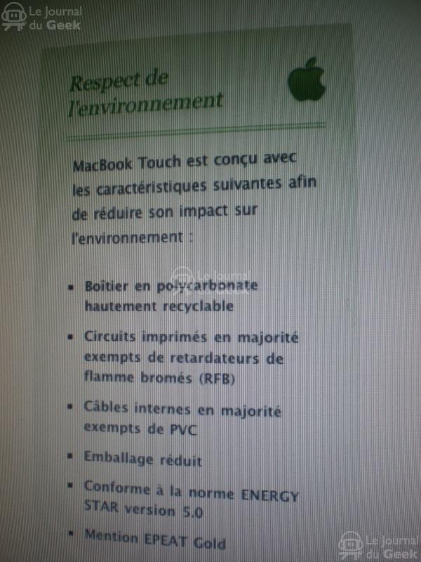 Pages du MacBook touch de Apple