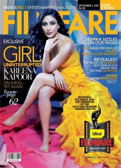 Kareena Kapoor en couverdure du Filmfare septembre 09