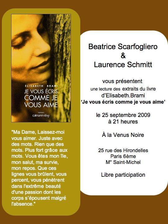 Lecture Elisabeth Brami- Béatrice Scarfogliero et Laurence Schmitt