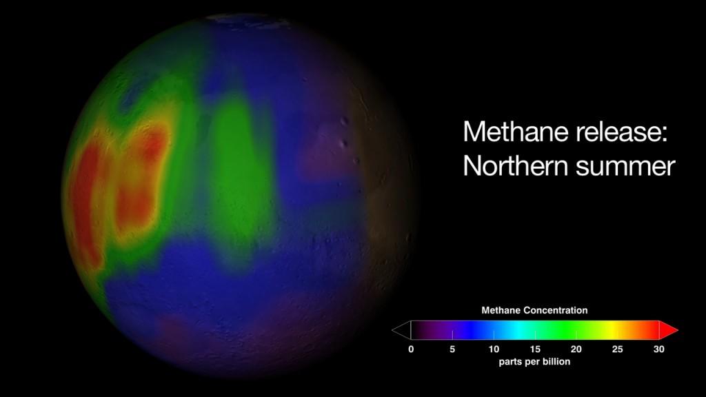 Concentration de méthane observée dans l'atmosphère de Mars