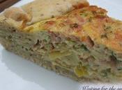 quiche dans pâte pizza, poireaux pesto